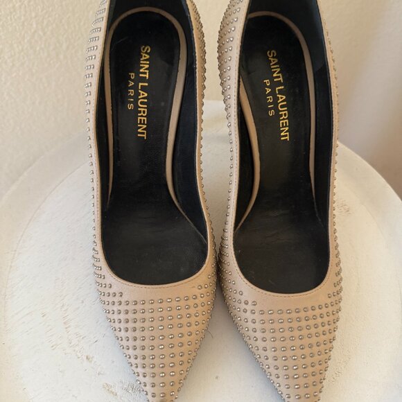 Yves Saint Laurent Calfskin Micro Stud Paris 105 Pumps - 36.5 - 4 inch heel - Picture 3 of 5